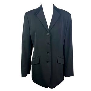 Lauren Ralph Lauren Black Long Loose Fitting Wool Blazer.
